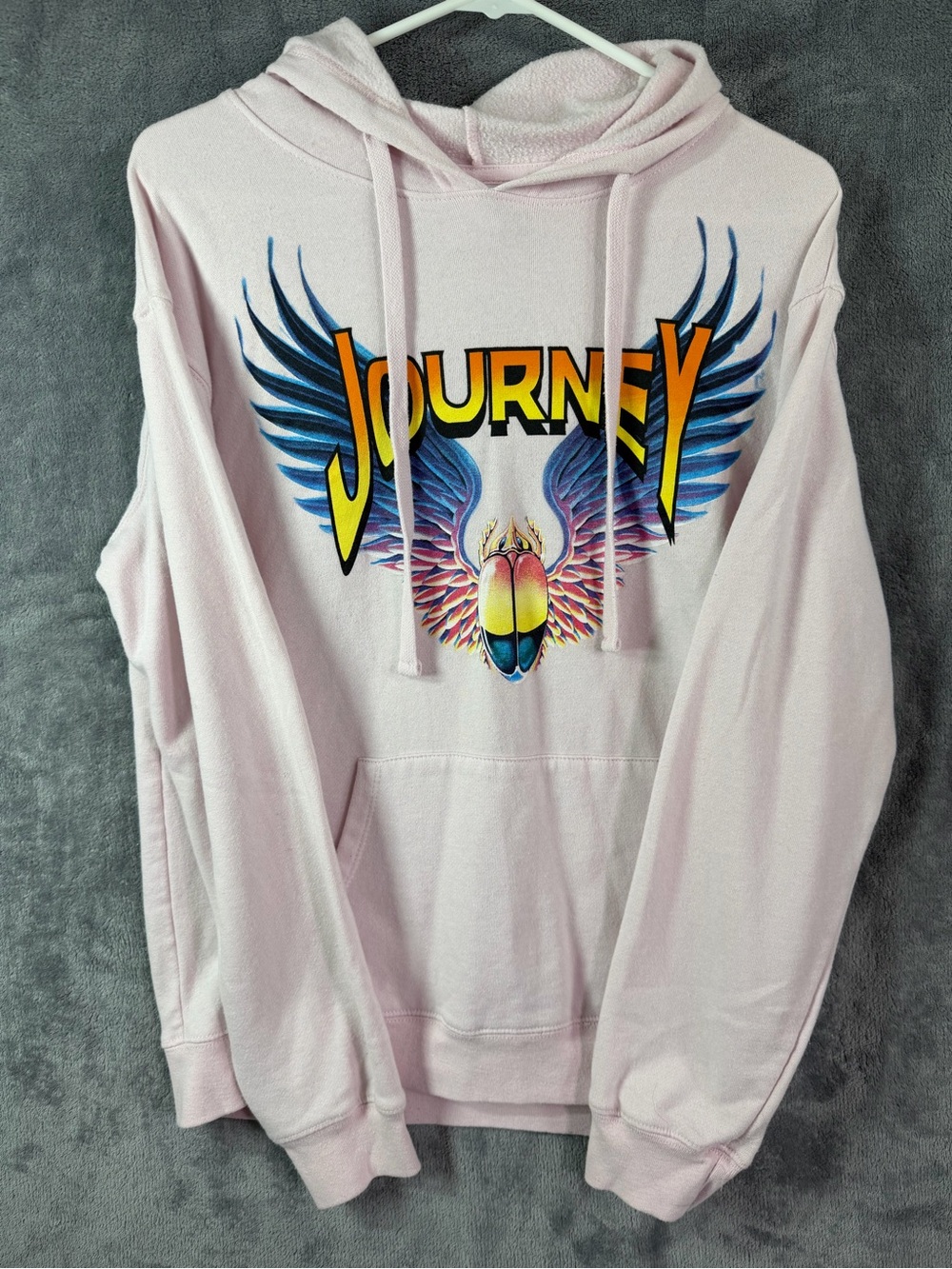Journey Band Hoodie Pink Pullover Graphic Wings Logo Sweatshirt Women’s M
